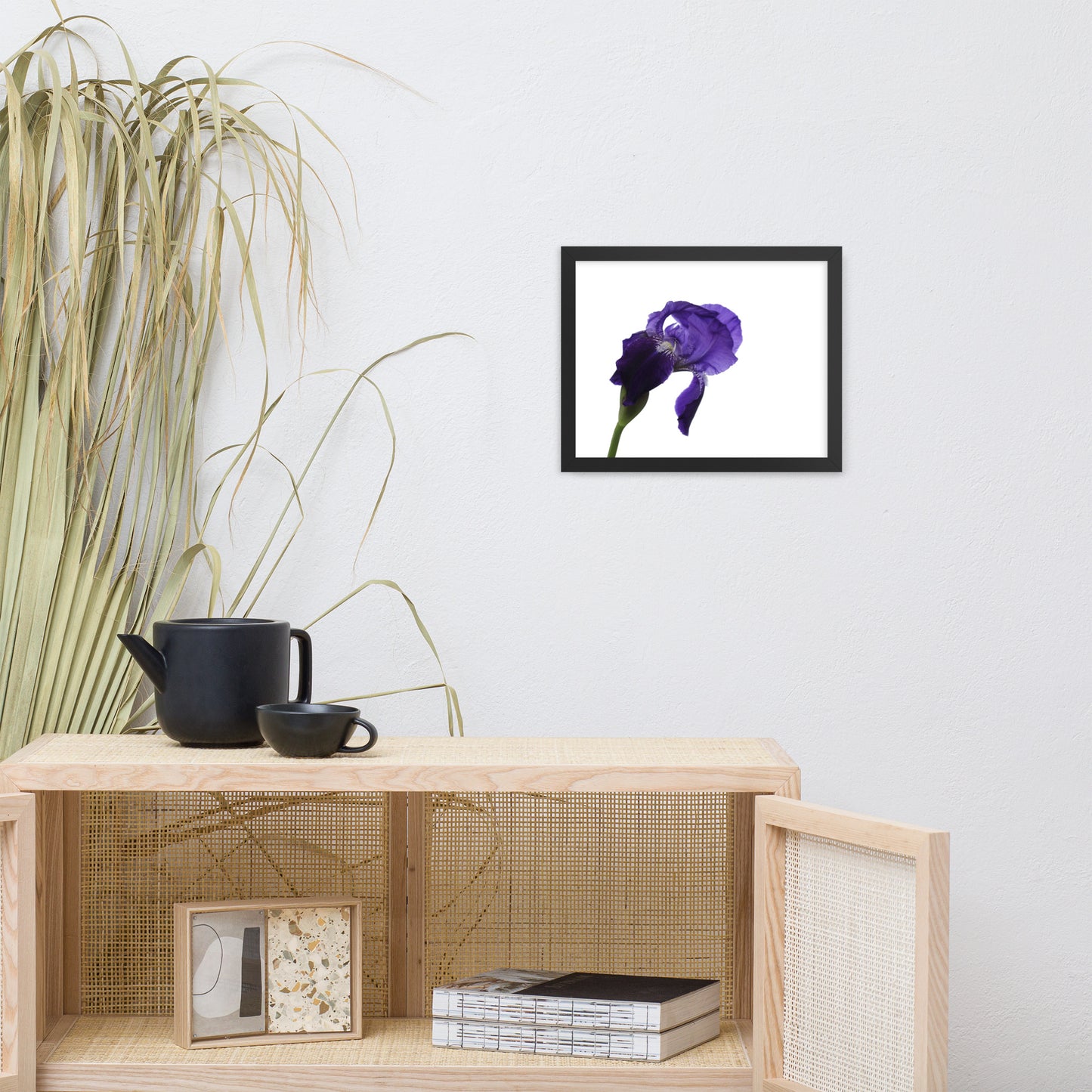 Iris on White Floral Nature Photo Framed Wall Art Print