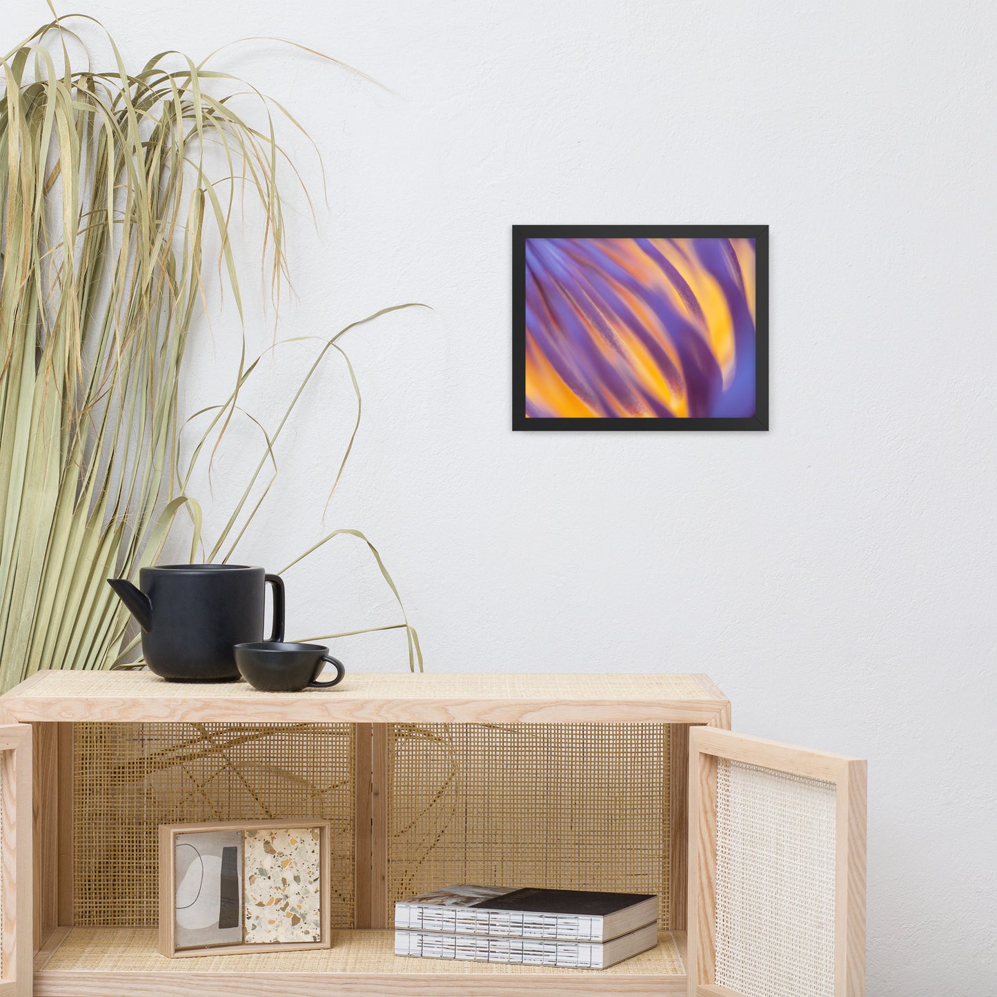 Purple and Yellow Lotus Flower Filaments Framed Photo Paper Poster - Nature Photography