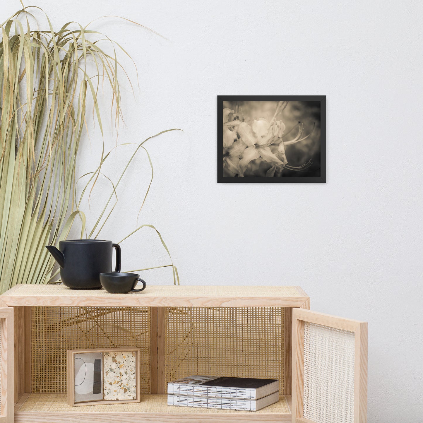 Sepia Aged Rhododendron Blooms Floral Nature Photo Framed Wall Art Print