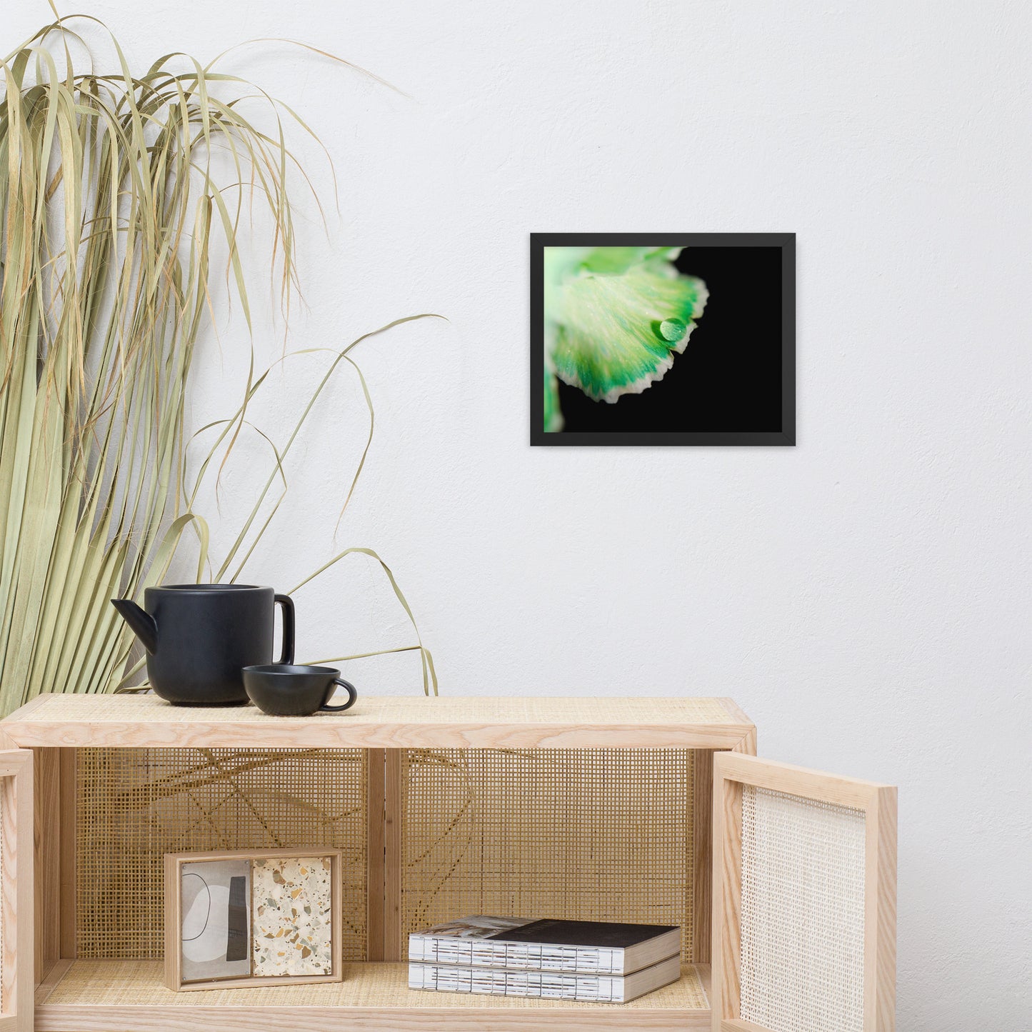 Water Droplet on Carnation Petal Floral Nature Photo Framed Wall Art Print