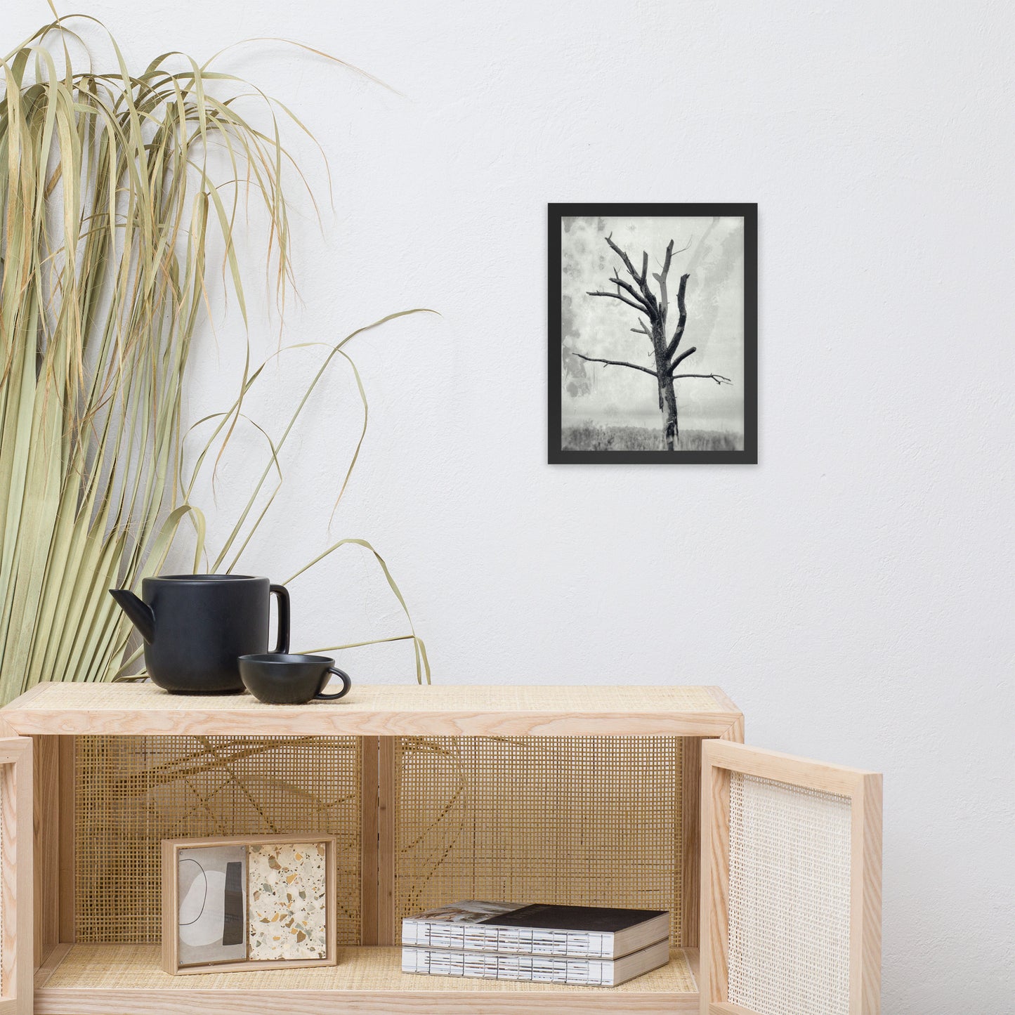 Rotting Away Alone Black and White Botanical Nature Photo Framed Wall Art Print