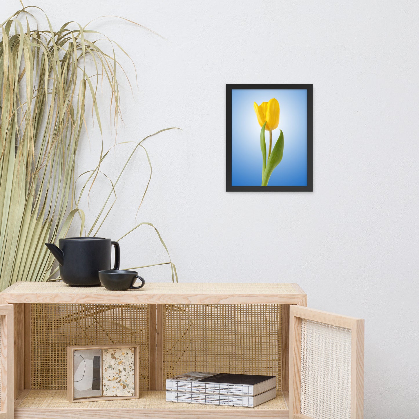 Yellow Tulip Minimal Floral Nature Photo Framed Wall Art Print