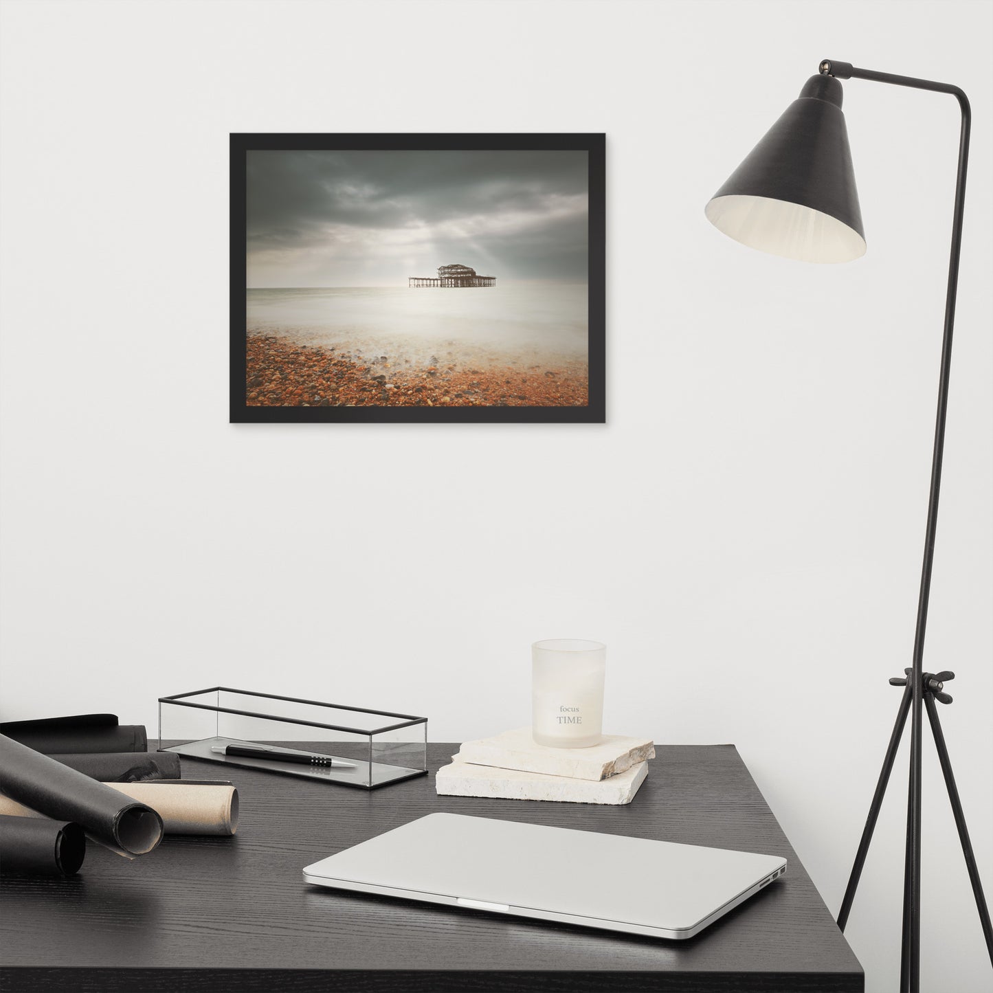 Artwork For Study Room: Abandoned West Pier Warming Matte Effect - Coastal / Seascape / Nature / Landscape Photo Framed Wall Art Print - Wall Decor - Artwork