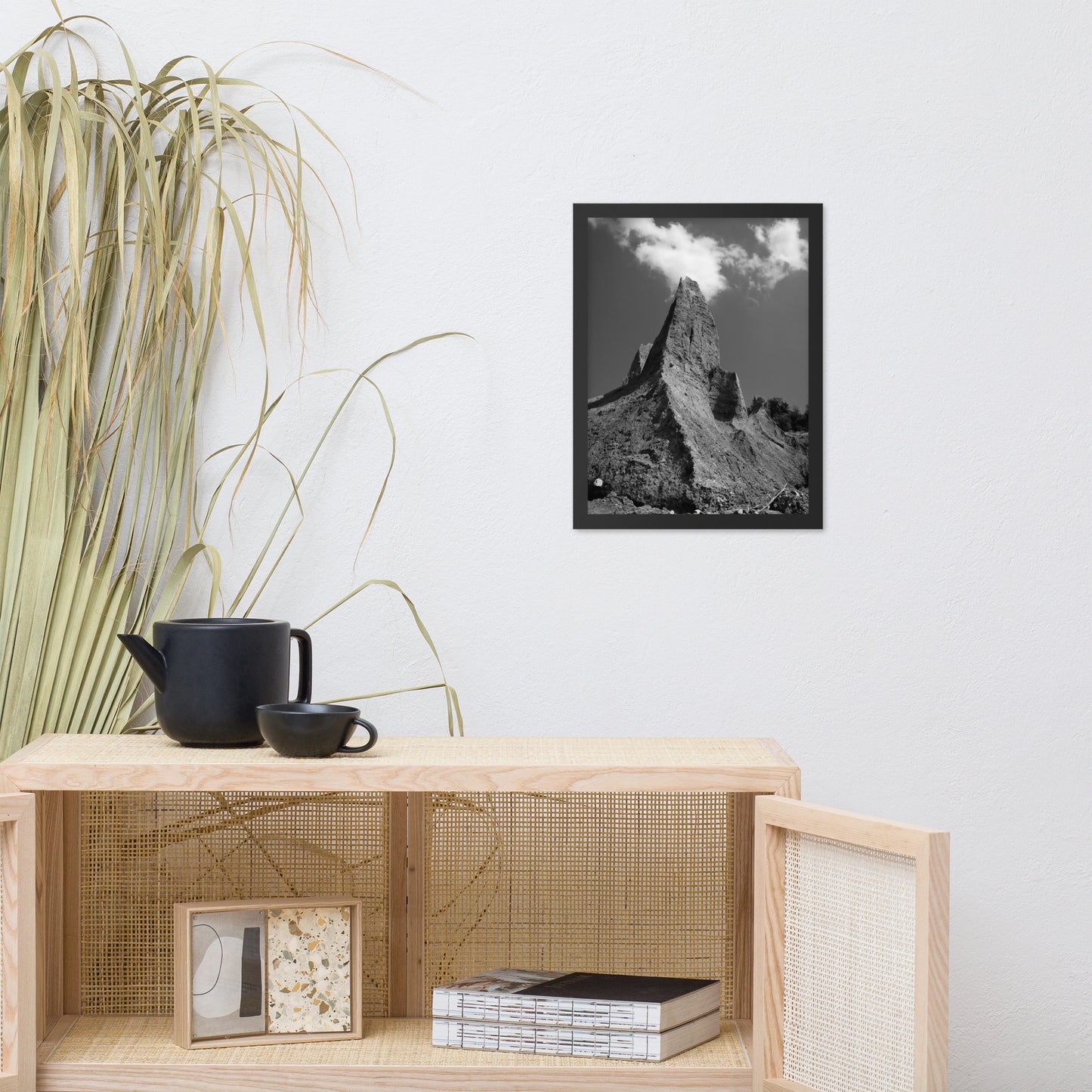 Chimney Bluff Black and White Landscape Framed Photo Paper Wall Art Prints