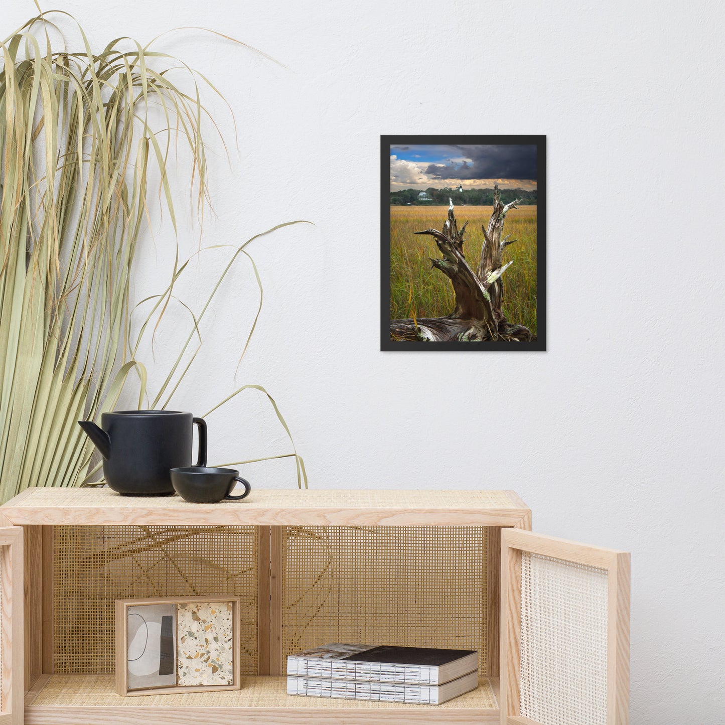 Dead Tree and Amelia Lighthouse Coastal Landscape Photo Framed Wall Art Prints