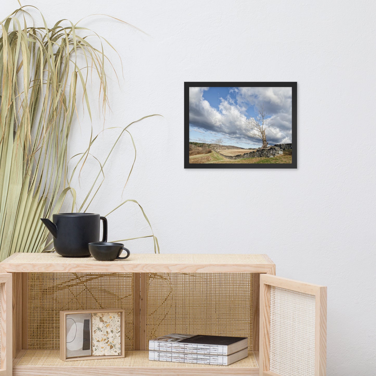 Dead Tree and Stone Wall - Color Framed Photo Wall Art Prints