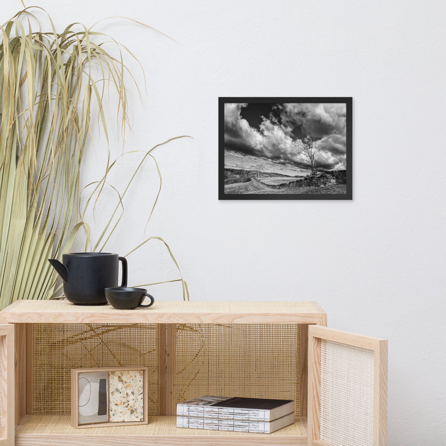 Dead Tree and Stone Wall in Black and White Framed Photo Wall Art Prints