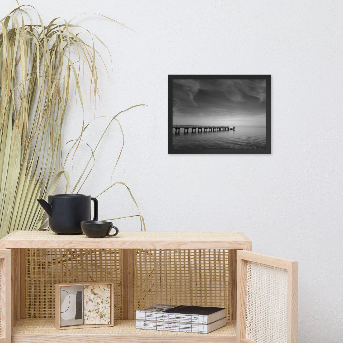 End of the Pier Black and White Framed Photo Wall Art Prints