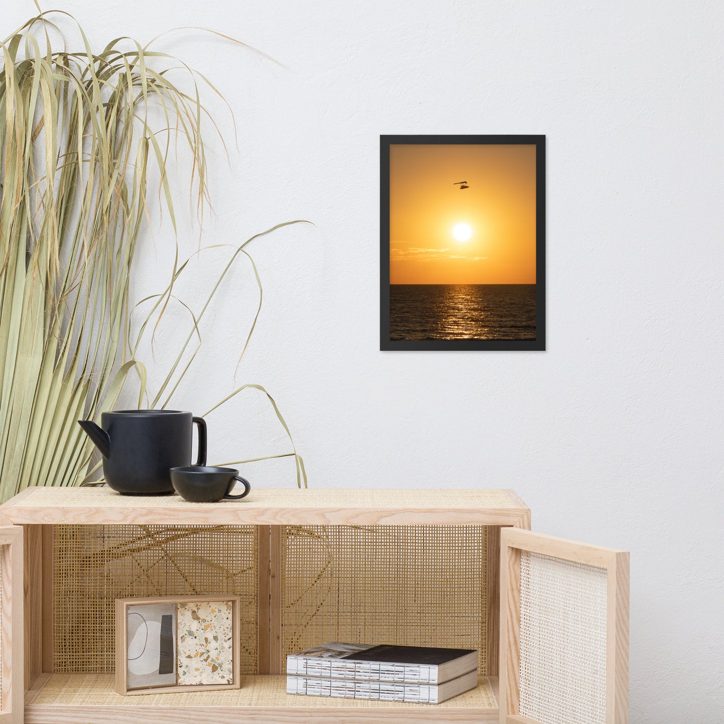 Flying High at Sunset Coastal Landscape Photo Framed Wall Art Print