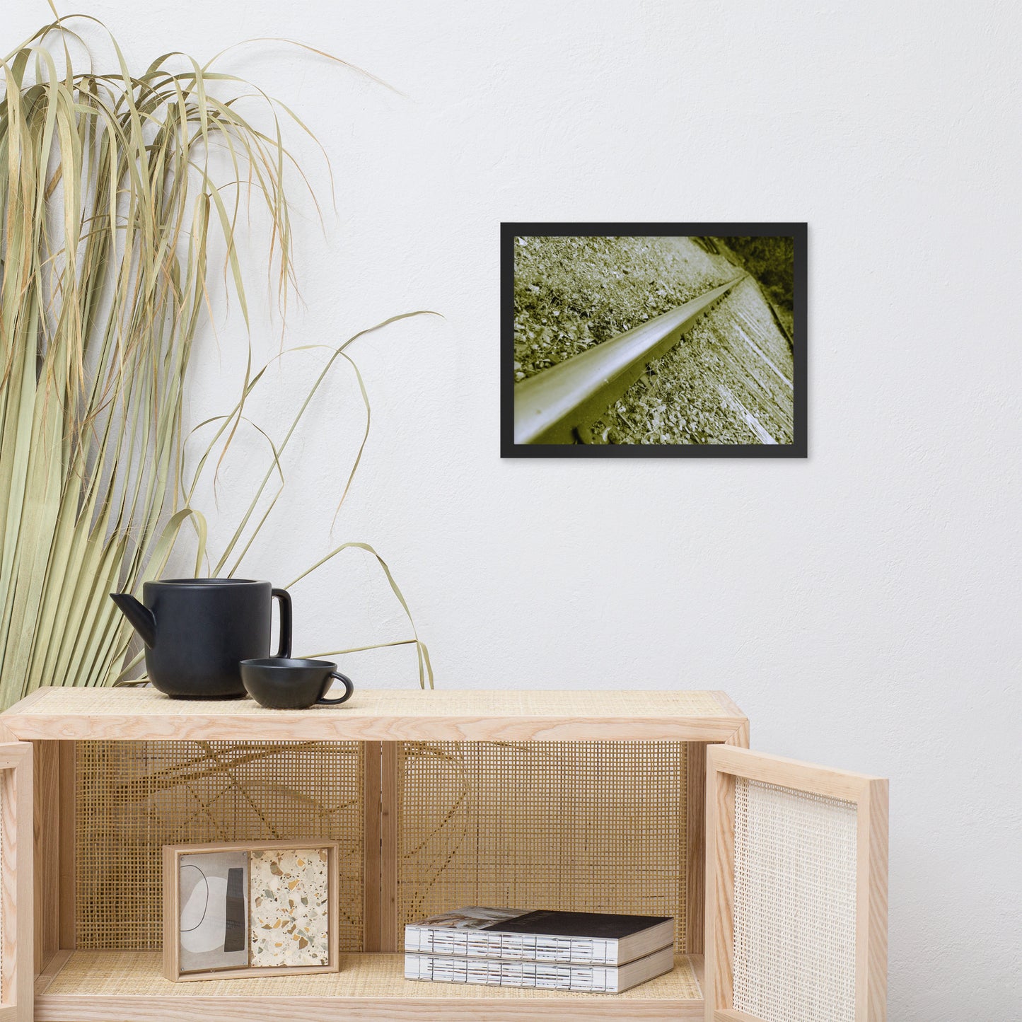 Lonely Rail in Sepia Rural Landscape Framed Photo Paper Wall Art Prints