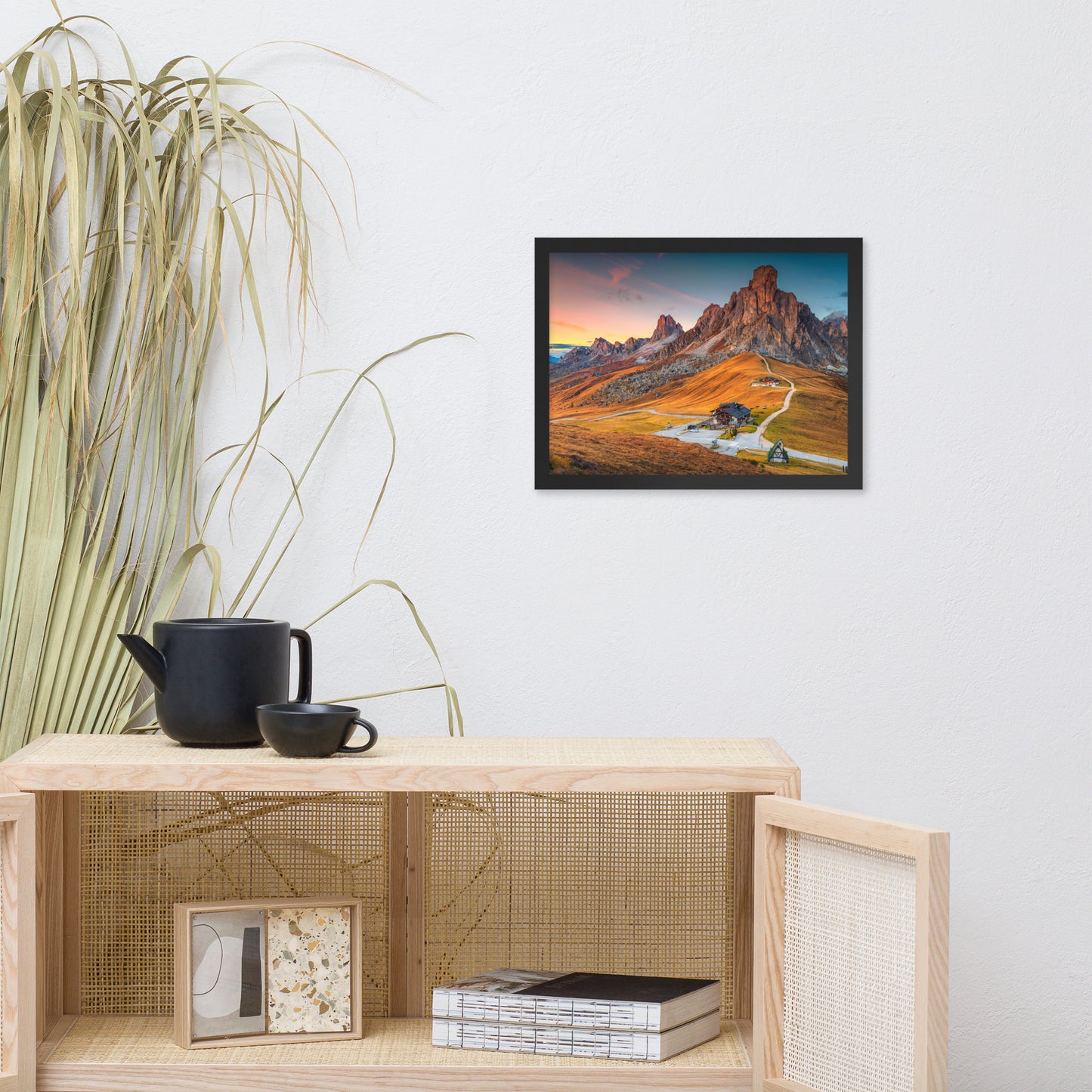 Majestic Sunset and Alpine Mountain Pass Framed Photo Paper Wall Art Prints