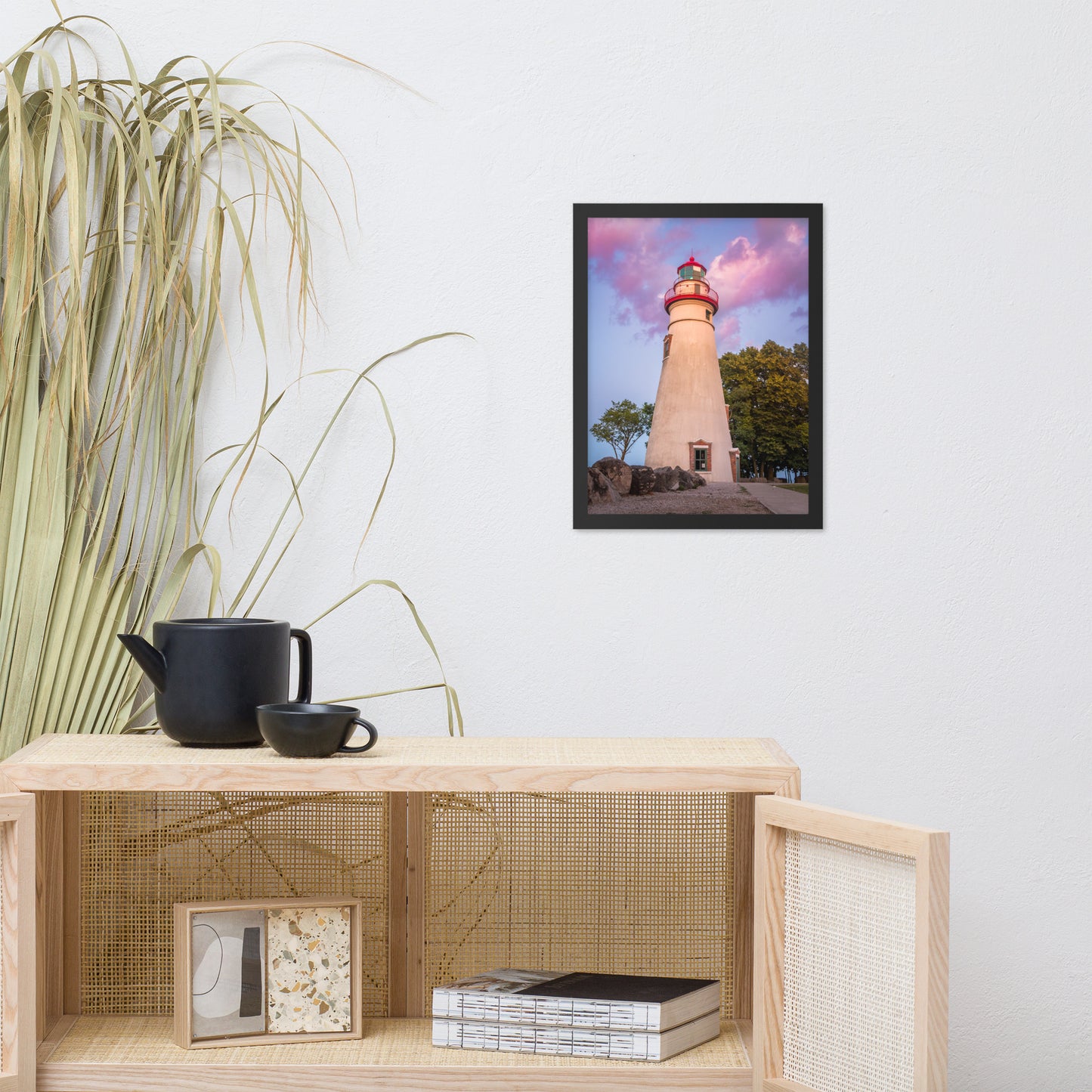Marblehead Lighthouse at Sunset Landscape Framed Photo Paper Wall Art Prints