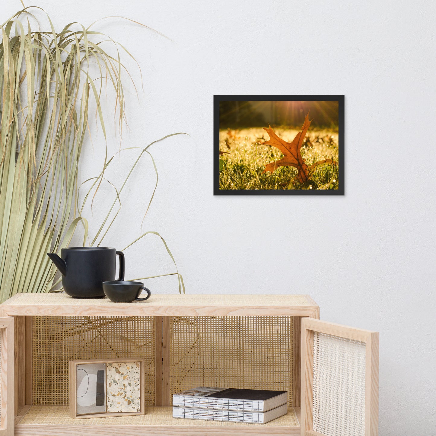 Fall Leaf in Morning Sun Botanical Nature Photo Framed Wall Art Print