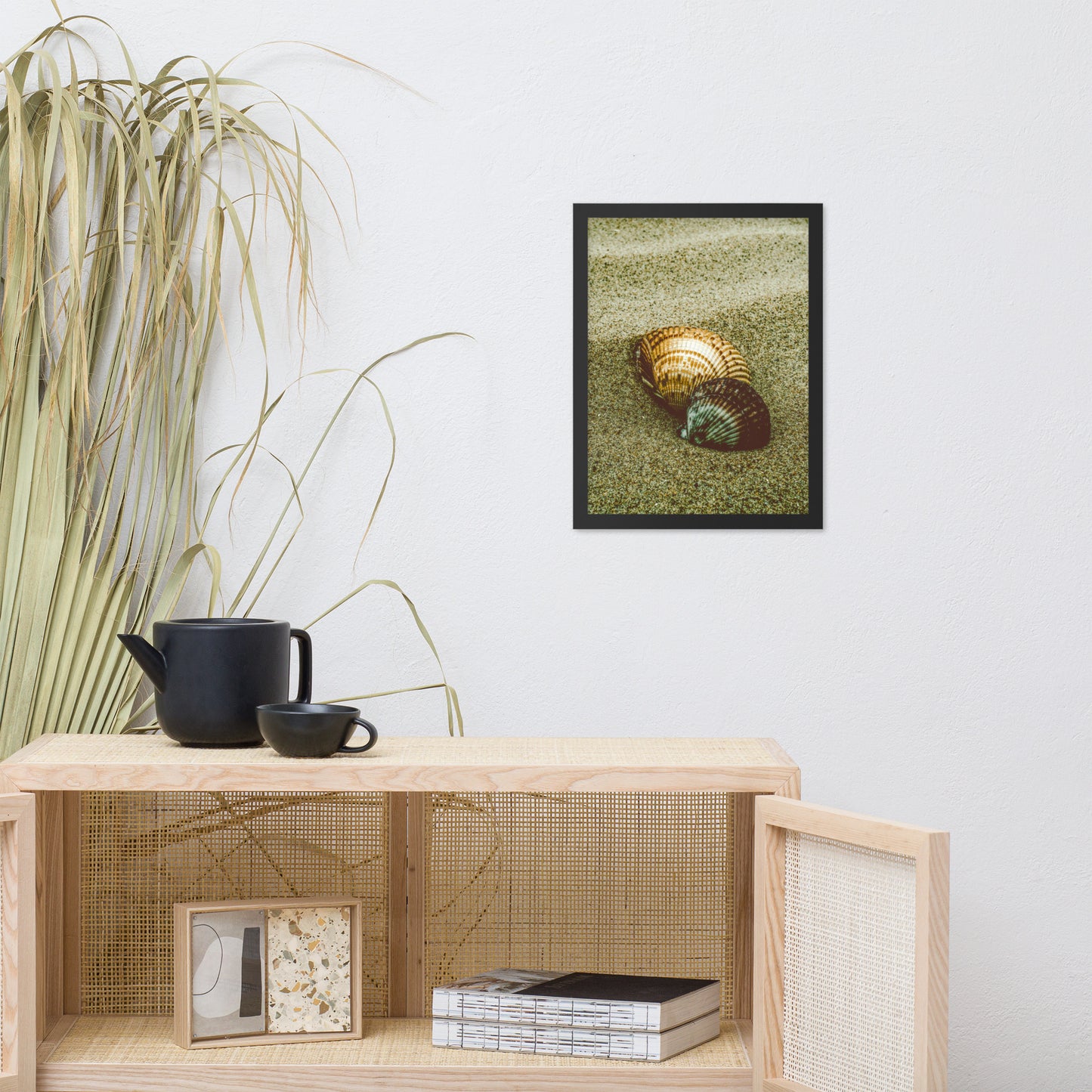 Dreamy Beach Sea Shells Coastal Nature Photo Framed Wall Art Print
