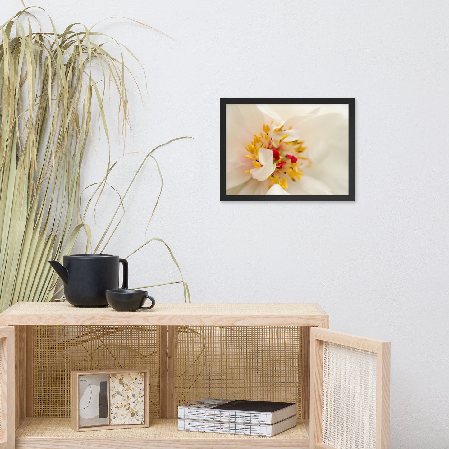 Eye of Peony Floral Nature Photo Framed Wall Art Print