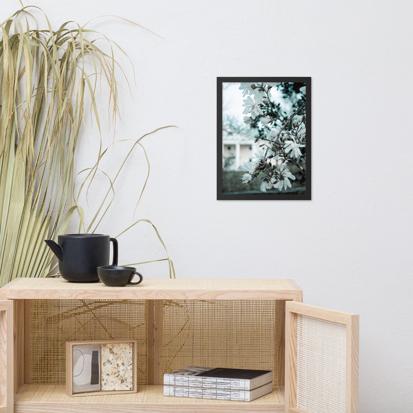 Mansion Blooms Floral Landscape Photo Framed Wall Art Print