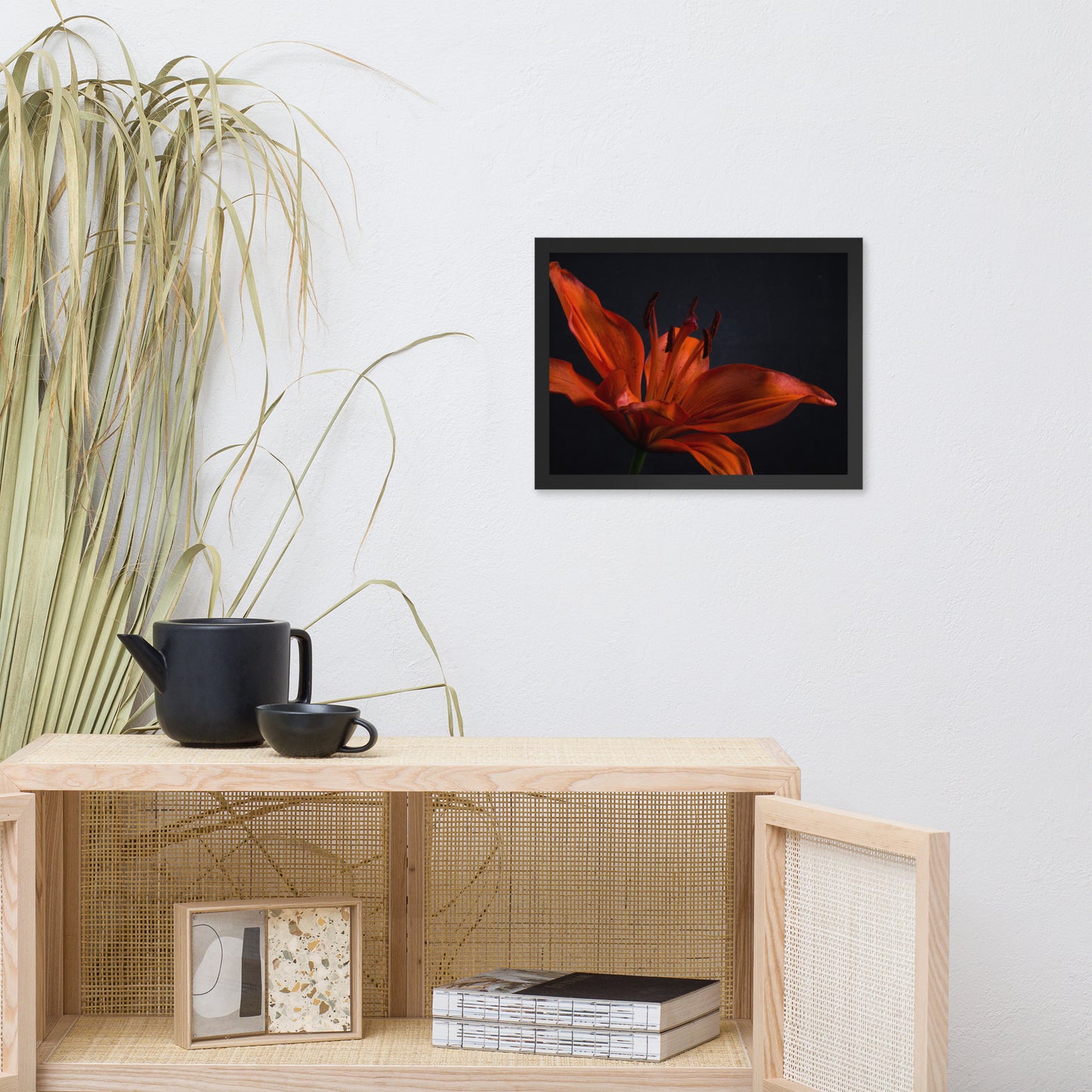 Orange Lily with Back light Floral Nature Photo Framed Wall Art Print