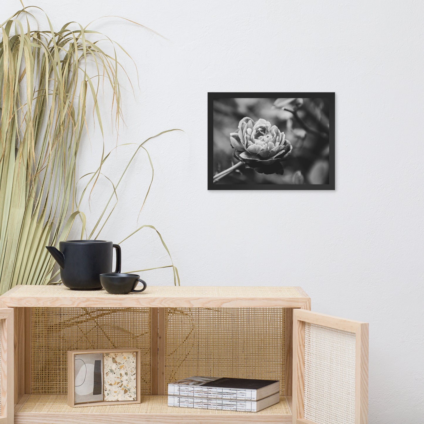 Perfect Petals Black and White Floral Nature Photo Framed Wall Art Print