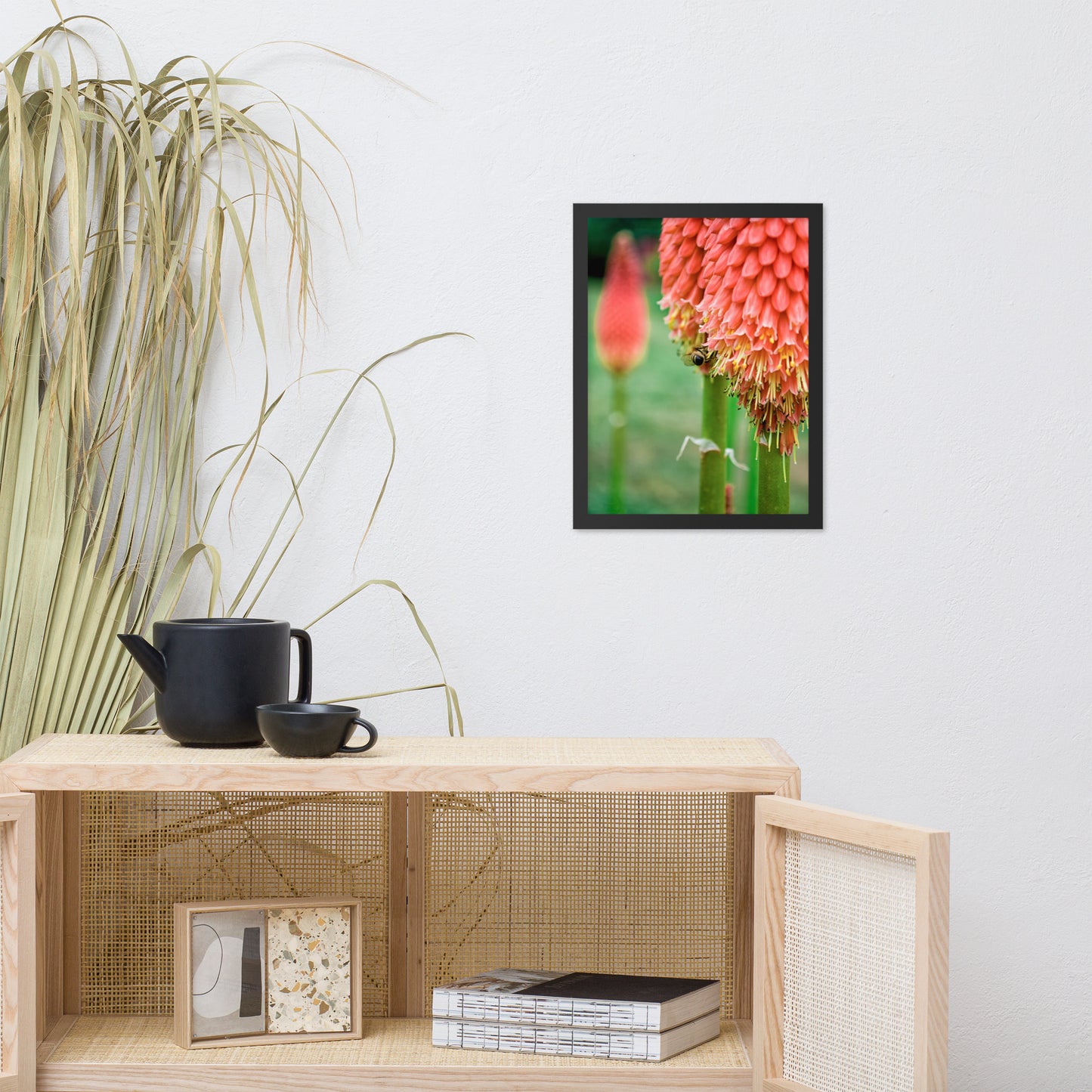 Red Hot Pokers Floral Nature Photo Framed Wall Art Print