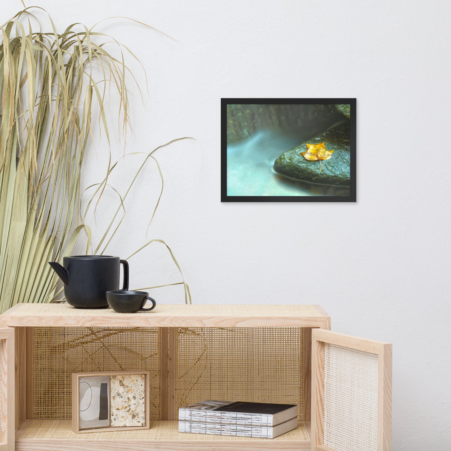 Misty Leaf Botanical Nature Photo Framed Wall Art Print