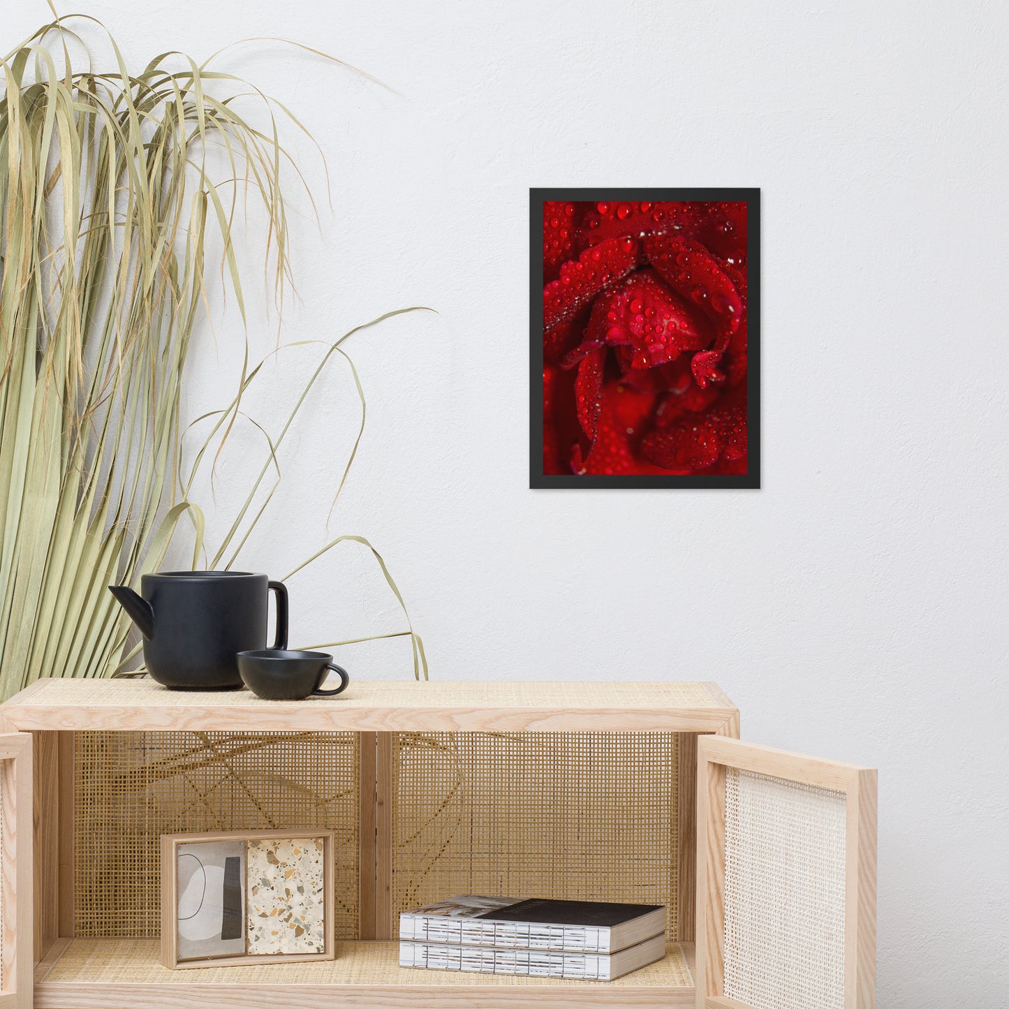Royal Red Rose Floral Nature Photo Framed Wall Art Print
