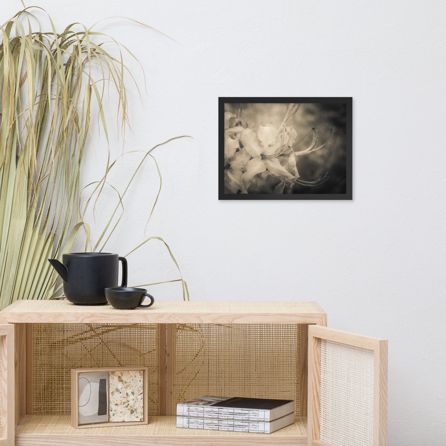 Sepia Aged Rhododendron Blooms Floral Nature Photo Framed Wall Art Print