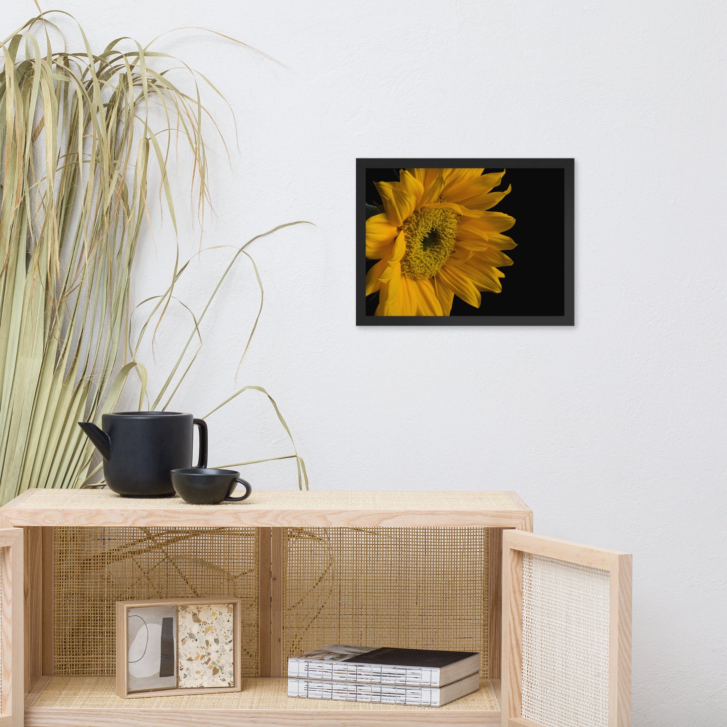 Sunflower from Left Floral Nature Photo Framed Wall Art Print