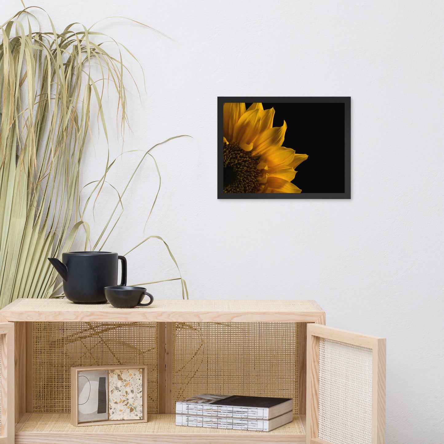 Sunflower in Corner Floral Nature Photo Framed Wall Art Print