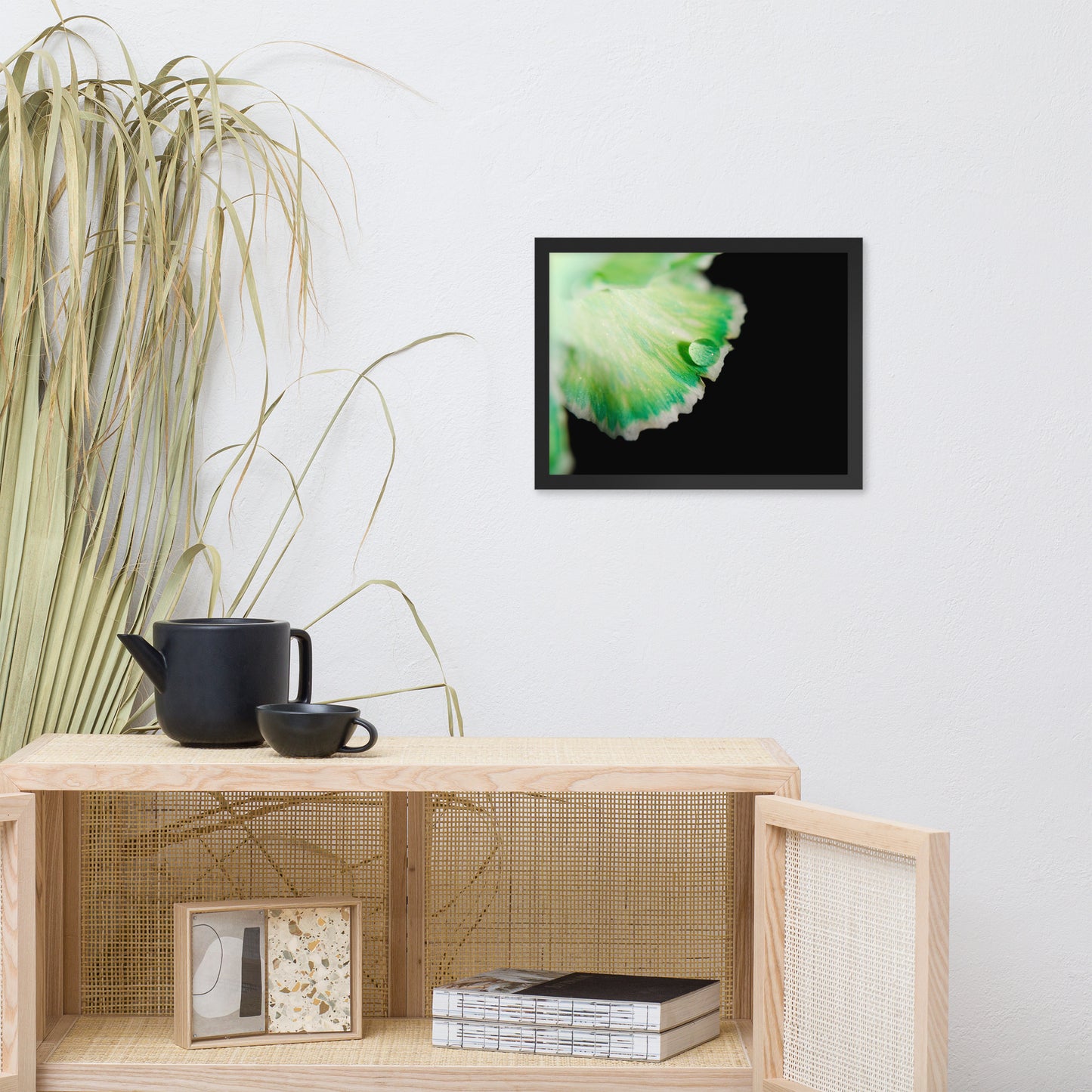 Water Droplet on Carnation Petal Floral Nature Photo Framed Wall Art Print