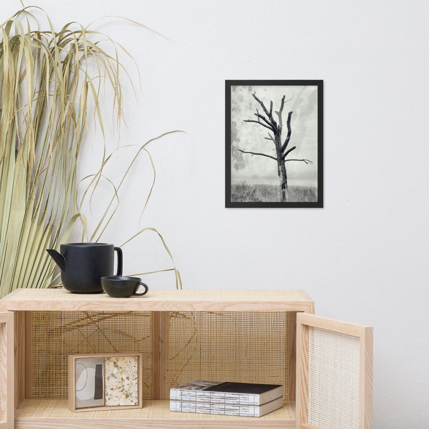 Rotting Away Alone Black and White Botanical Nature Photo Framed Wall Art Print
