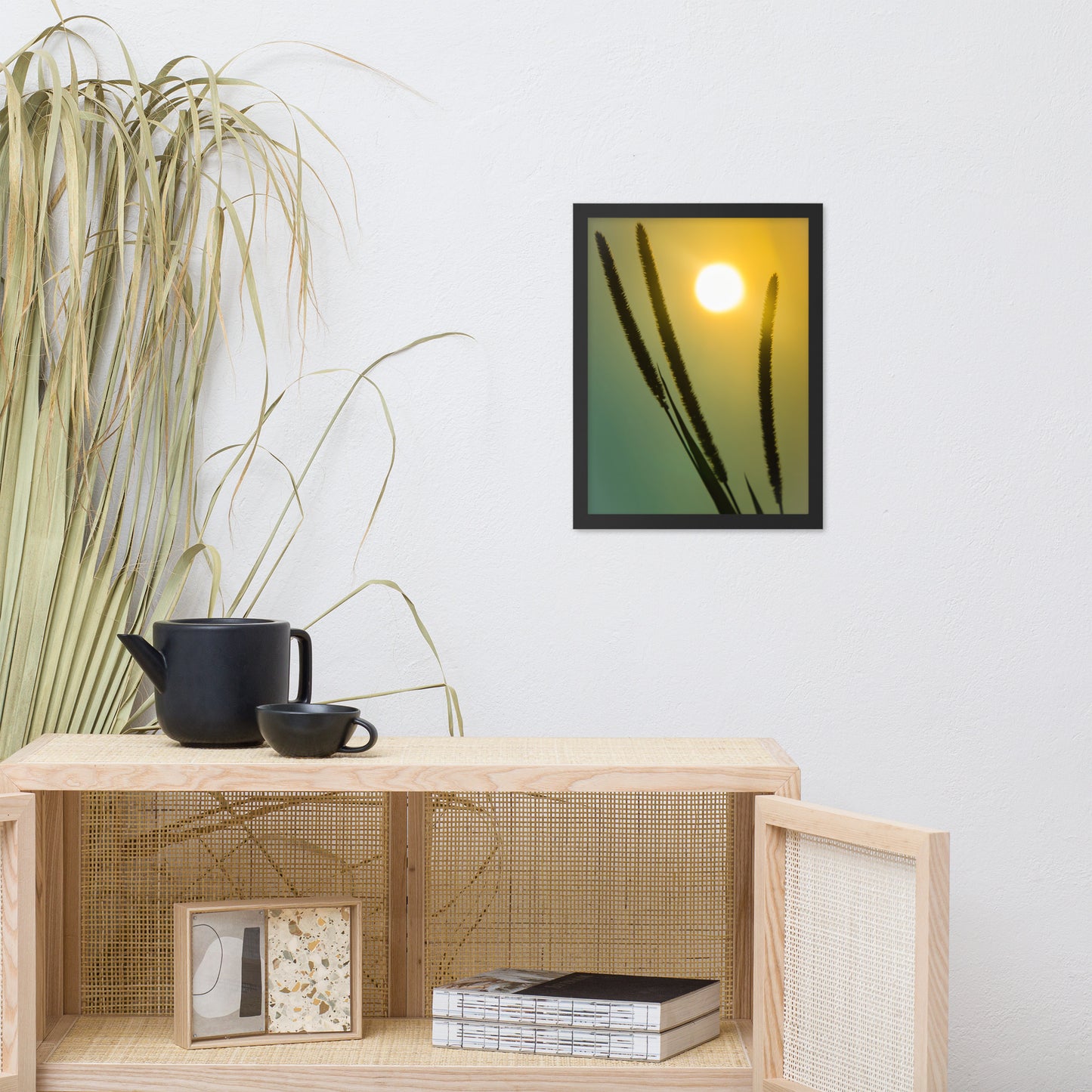 Silhouettes in Sunset Botanical Nature Photo Framed Wall Art Print