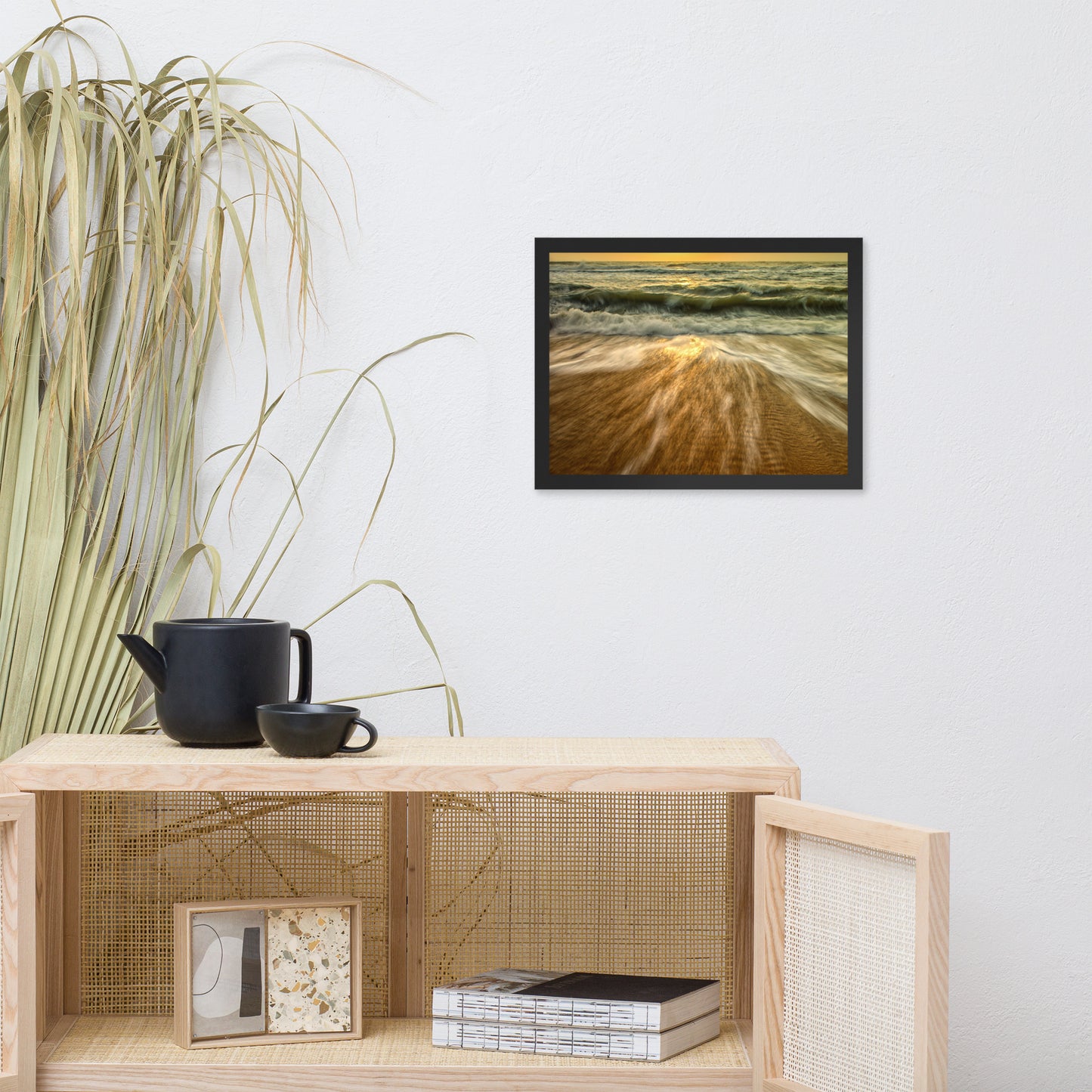 Washing Out to Sea Coastal Nature Photo Framed Wall Art Print