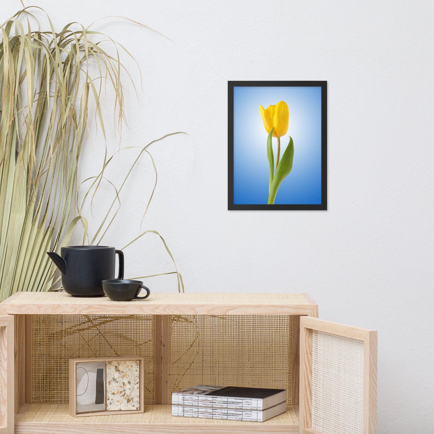 Yellow Tulip Minimal Floral Nature Photo Framed Wall Art Print