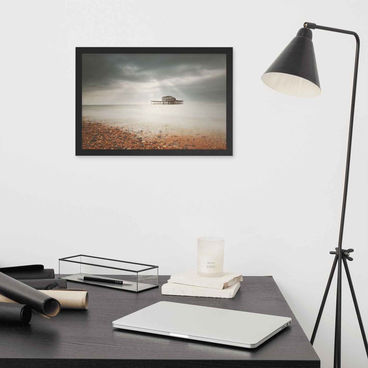 Creative Study Room Wall Art: Abandoned West Pier Warming Matte Effect - Coastal / Seascape / Nature / Landscape Photo Framed Wall Art Print - Wall Decor - Artwork
