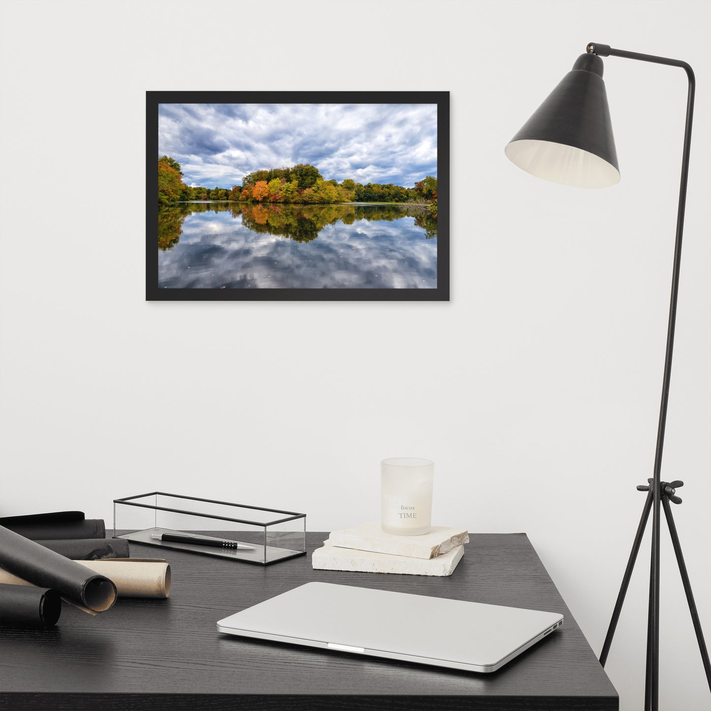 Prints For Office Walls: Autumn Reflections - Rural / Country / Farmhouse Style Landscape / Nature Photograph Framed Wall Art Print - Artwork