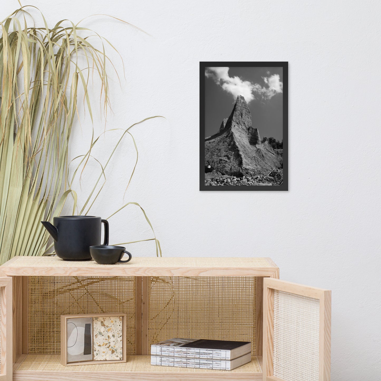 Chimney Bluff Black and White Landscape Framed Photo Paper Wall Art Prints