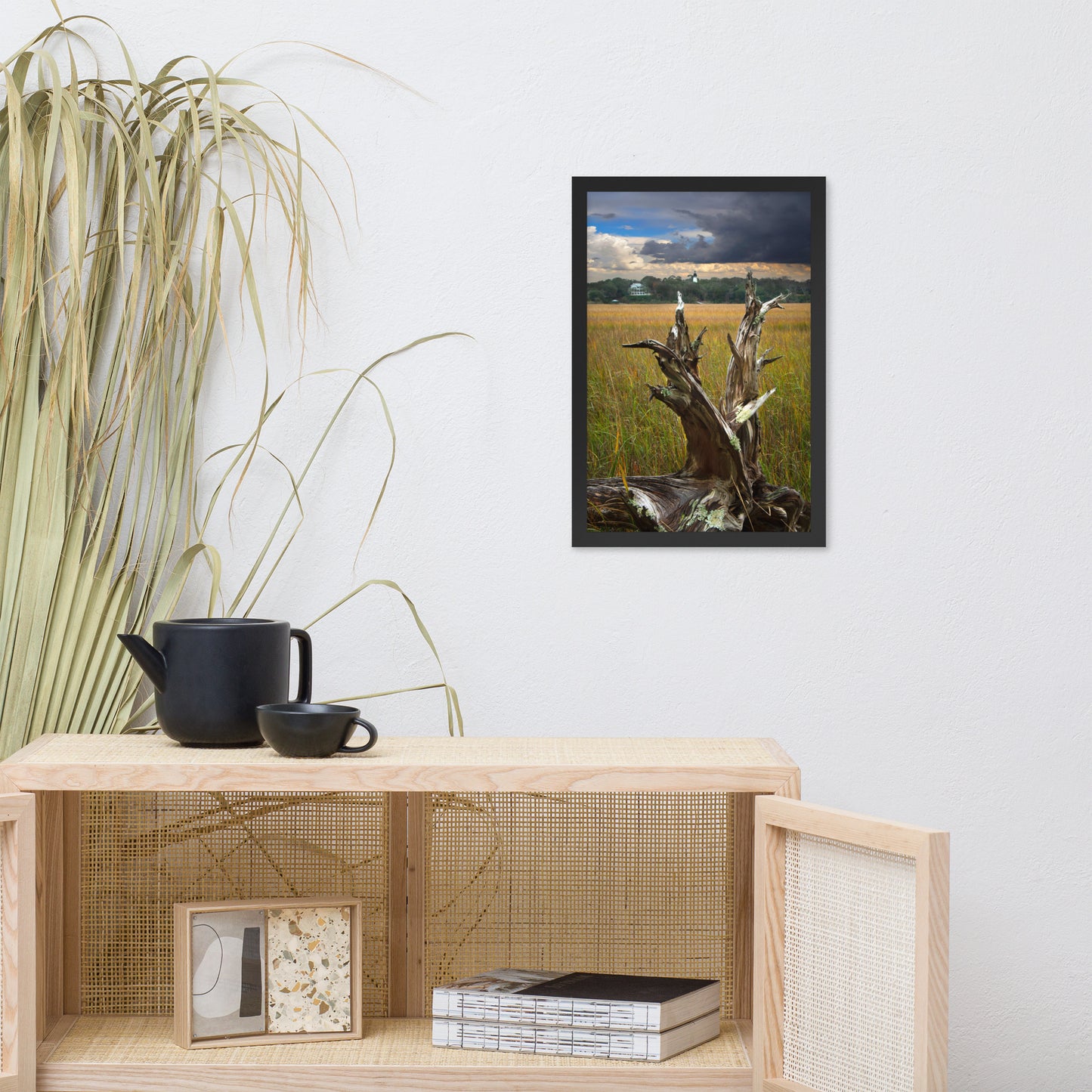 Dead Tree and Amelia Lighthouse Coastal Landscape Photo Framed Wall Art Prints