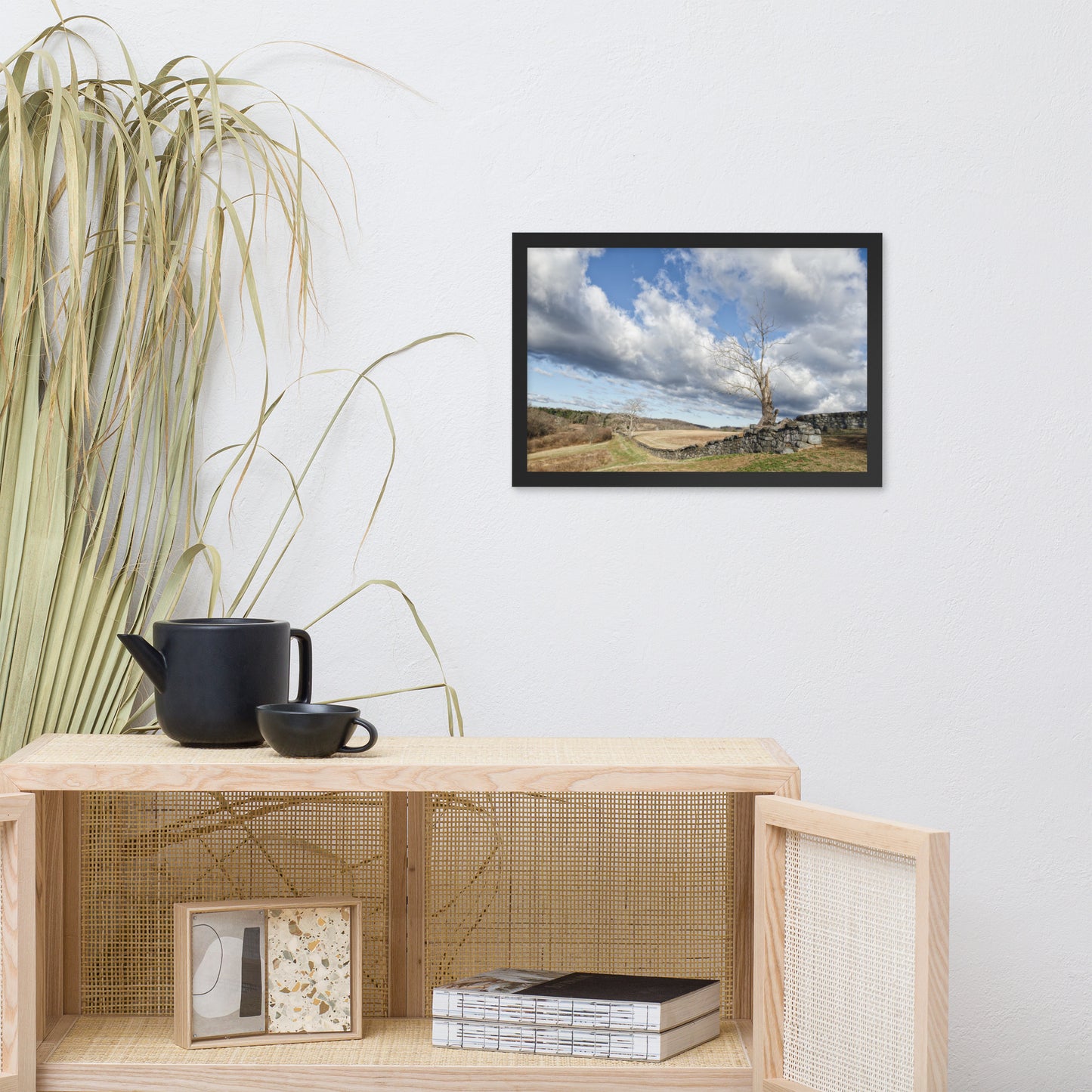 Dead Tree and Stone Wall - Color Framed Photo Wall Art Prints