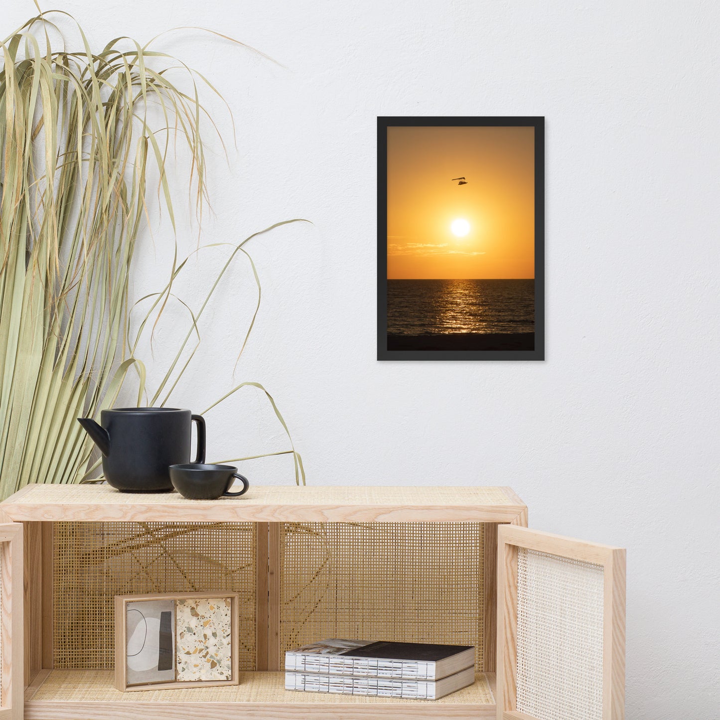 Flying High at Sunset Coastal Landscape Photo Framed Wall Art Print
