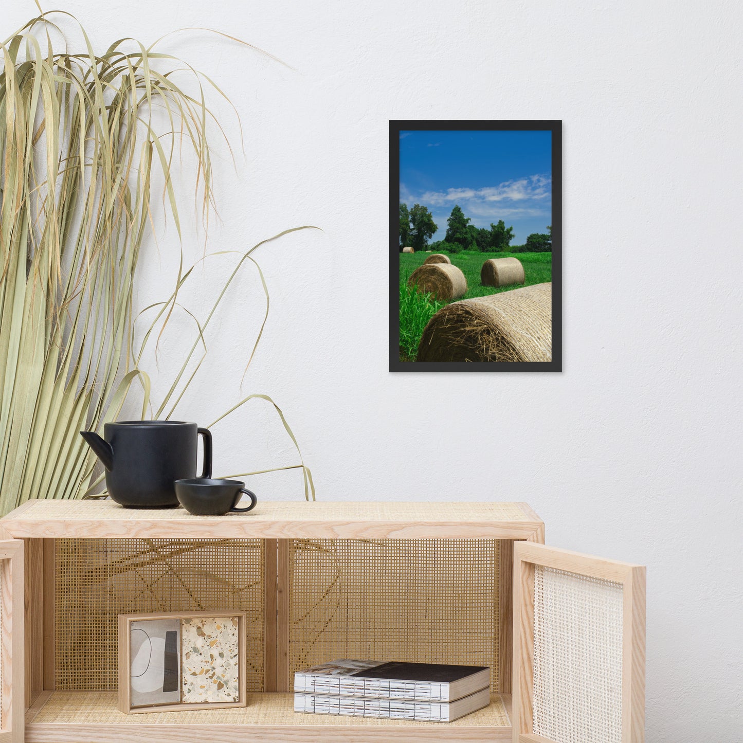 Hay Whatcha Doin in the Field Landscape Framed Photo Paper Wall Art Prints
