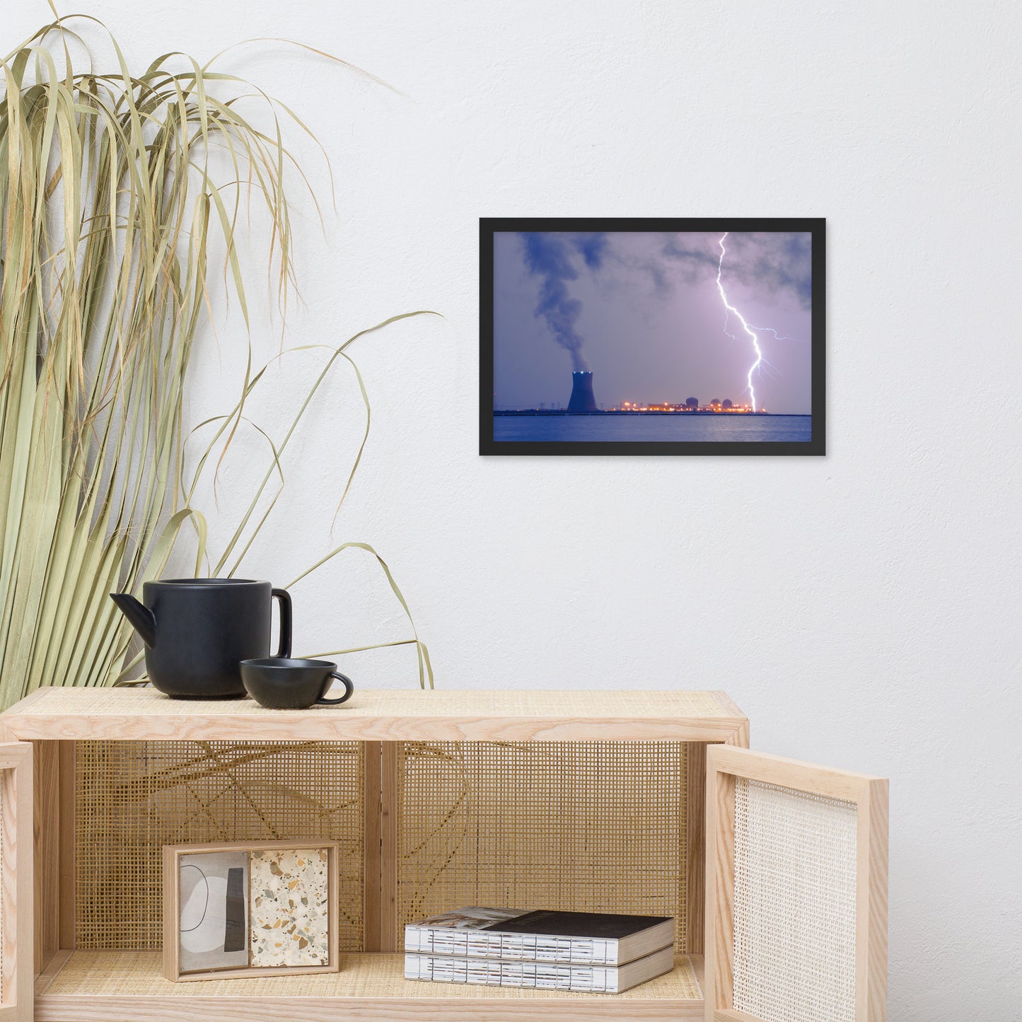 Lightning and Salem Power Plant 2 Urban Landscape Photo Framed Wall Art Print