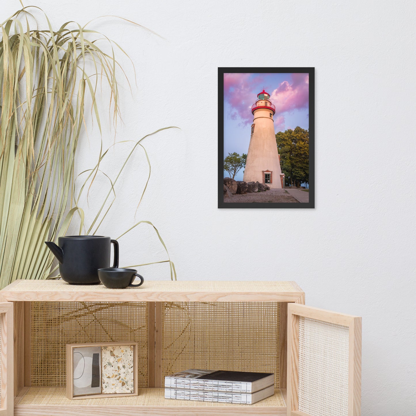 Marblehead Lighthouse at Sunset Landscape Framed Photo Paper Wall Art Prints