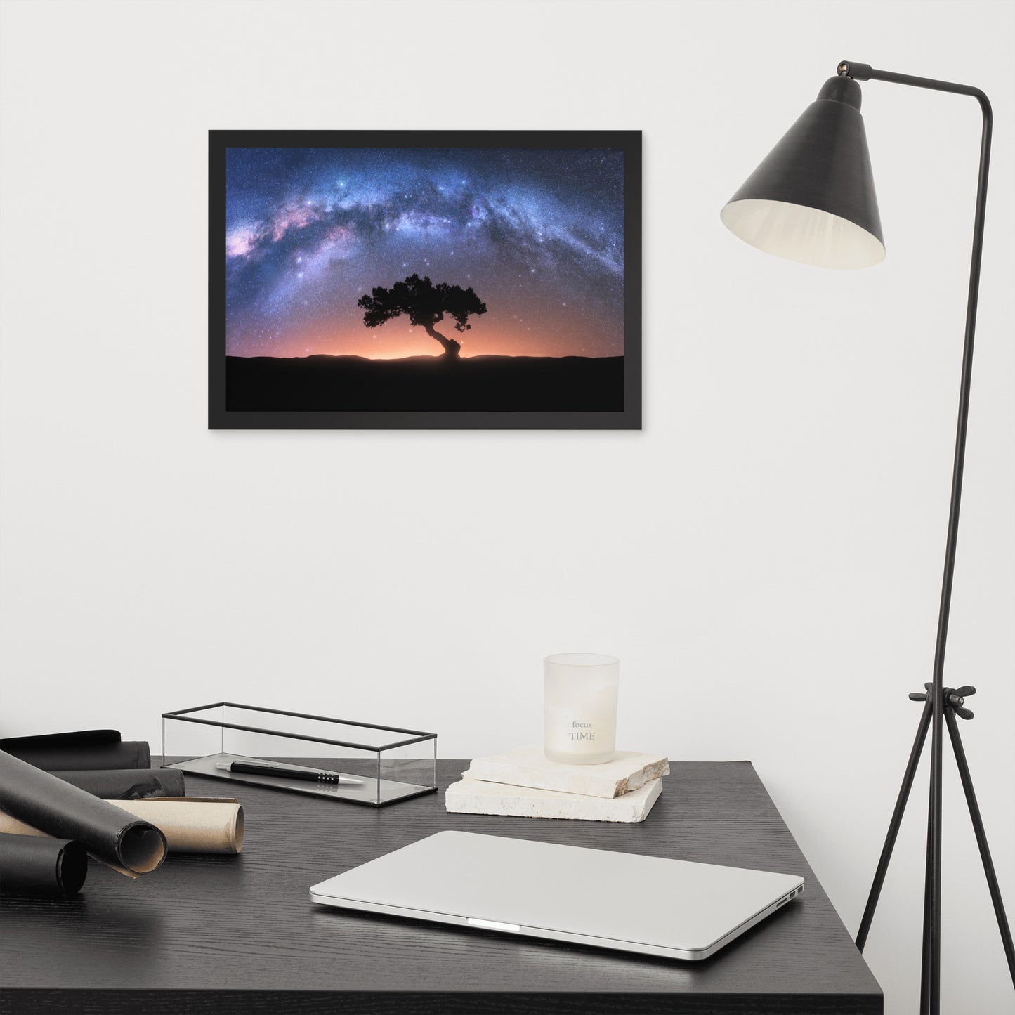 Solitary Sentinel Milky Way Arch and Tree Night Galaxy Framed Wall Art Prints
