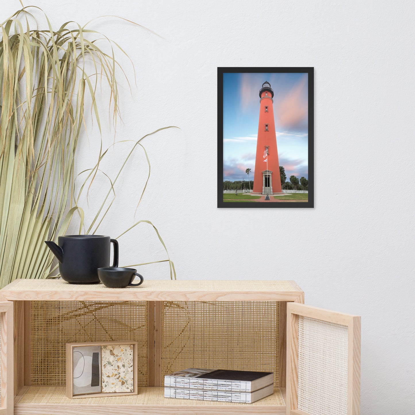 Ponce De Leon Lighthouse and Sunset Landscape Photo Framed Wall Art Print