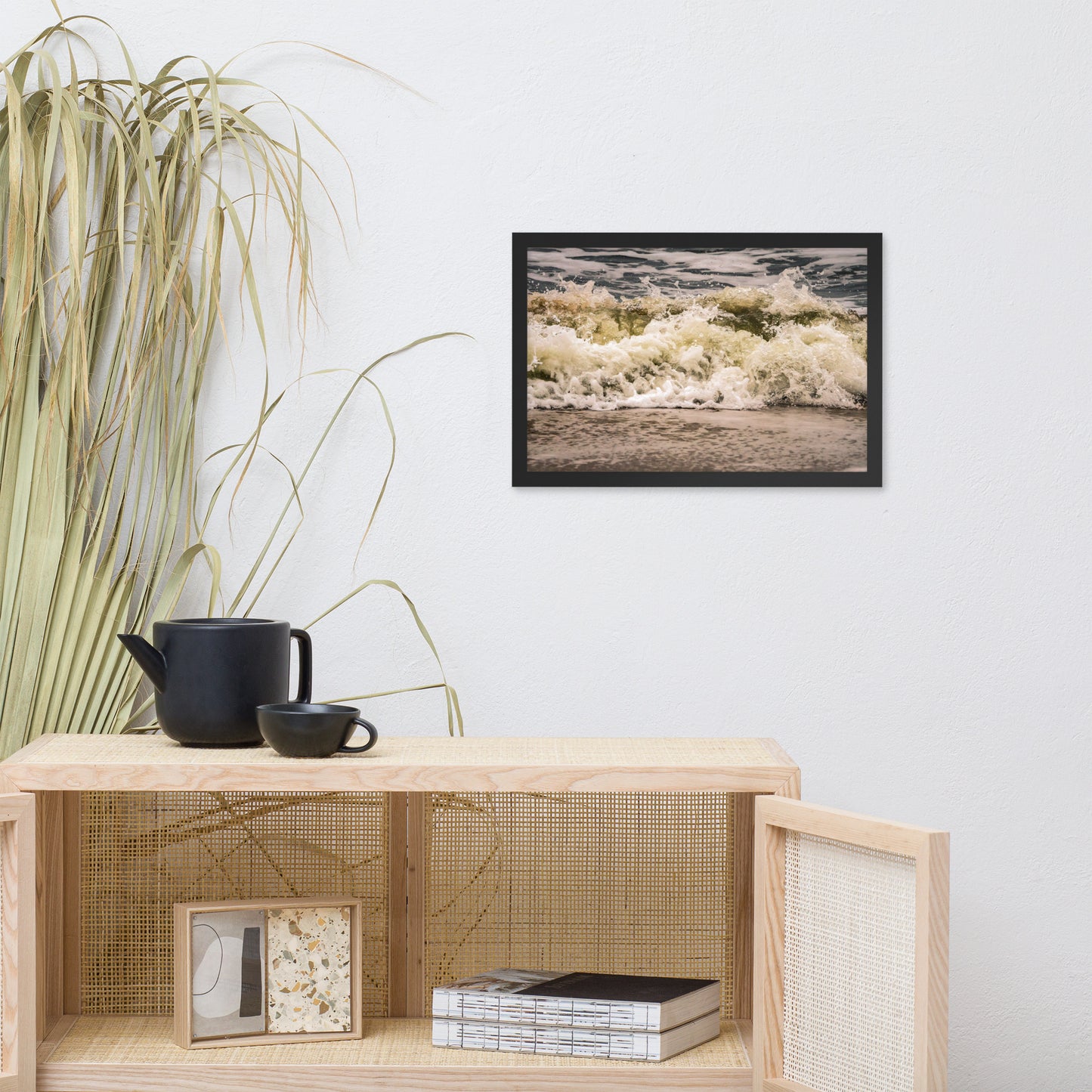 Crashing Ashore Coastal Nature Photo Framed Wall Art Print
