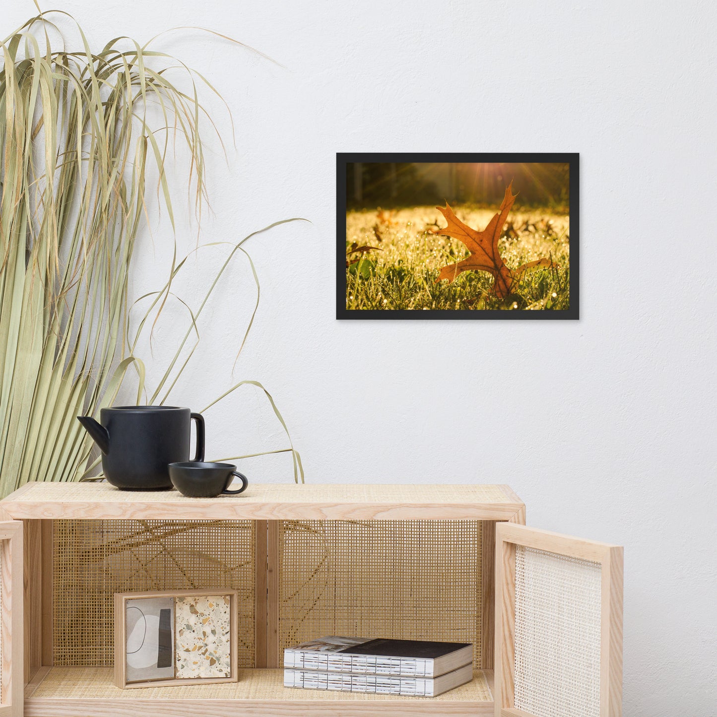 Fall Leaf in Morning Sun Botanical Nature Photo Framed Wall Art Print