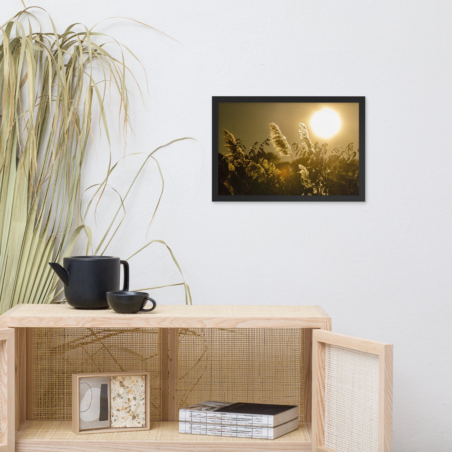 Golden Marsh Weeds Botanical Nature Photo Framed Wall Art Print