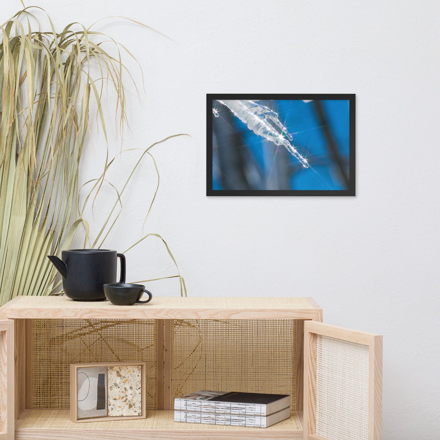 Icicle Nature Photo Framed Wall Art Print