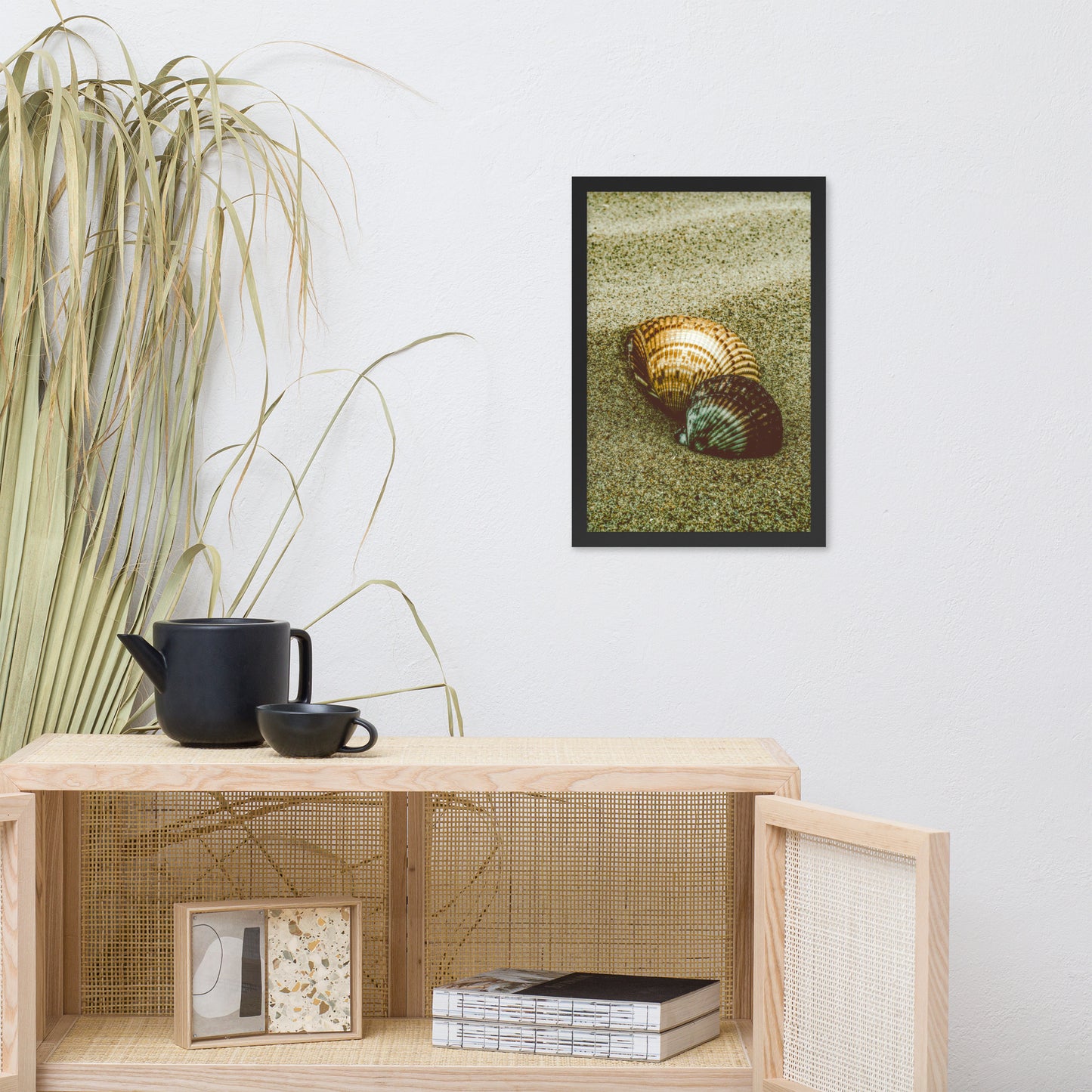 Dreamy Beach Sea Shells Coastal Nature Photo Framed Wall Art Print
