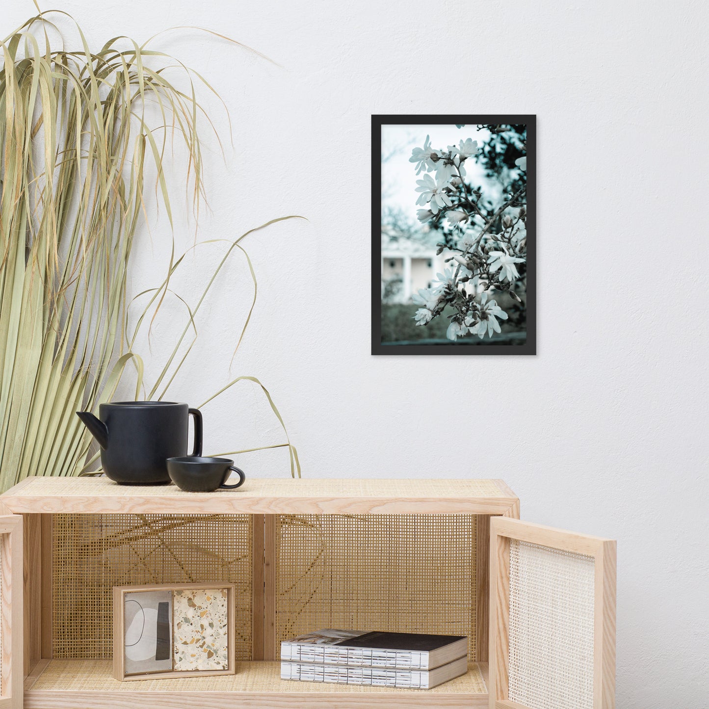 Mansion Blooms Floral Landscape Photo Framed Wall Art Print